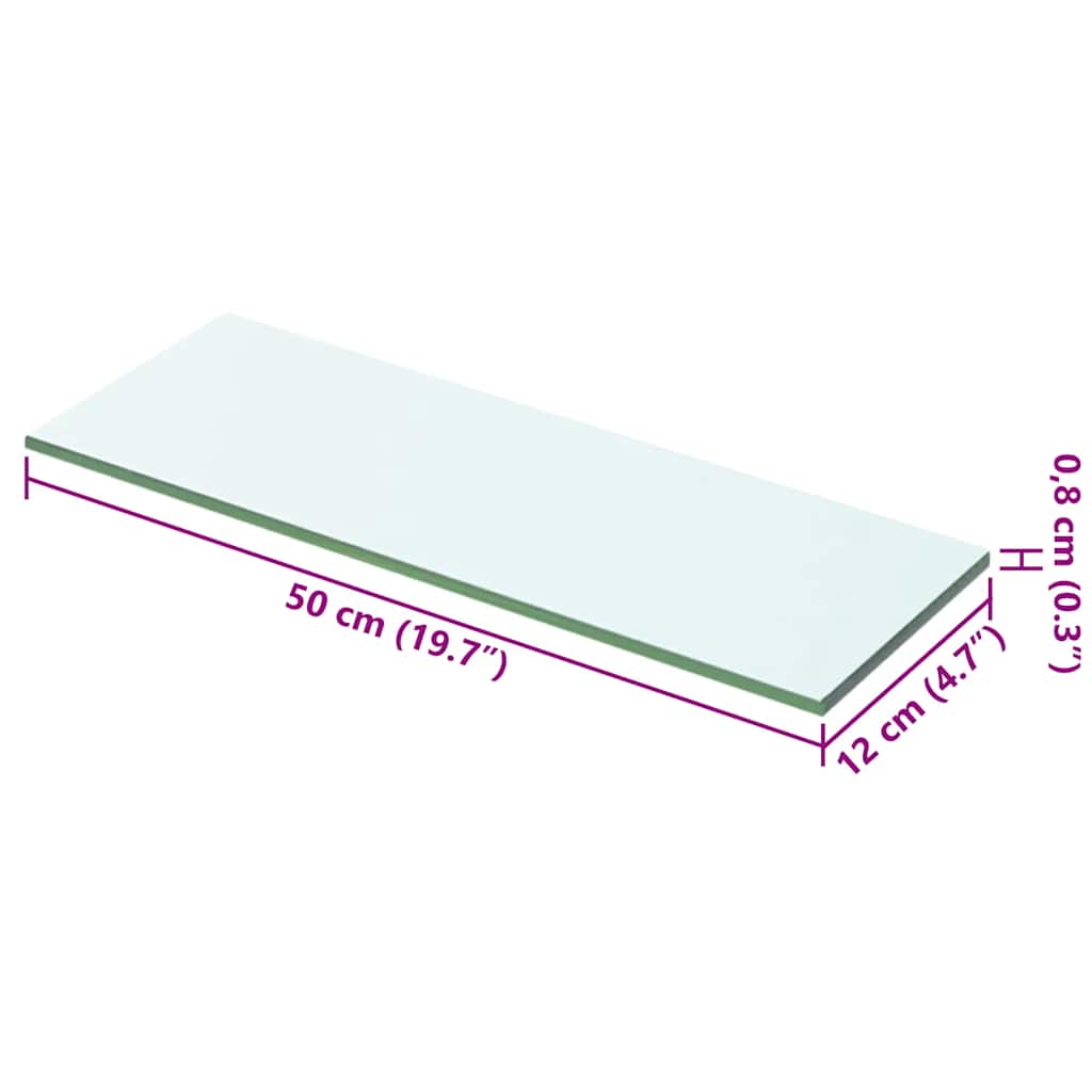 Étagères (2 pièces). Verre transparent 50 x 12 cm.