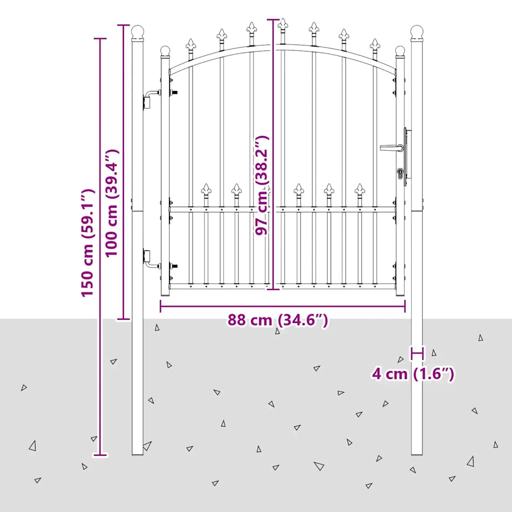 Zauntor EMMEN mit Spikes Stahl 104 x 97 cm Grün