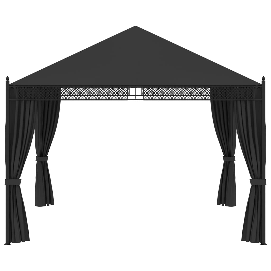 Pavillon mit Vorhängen 3,5x3,5x3,1 m Anthrazit
