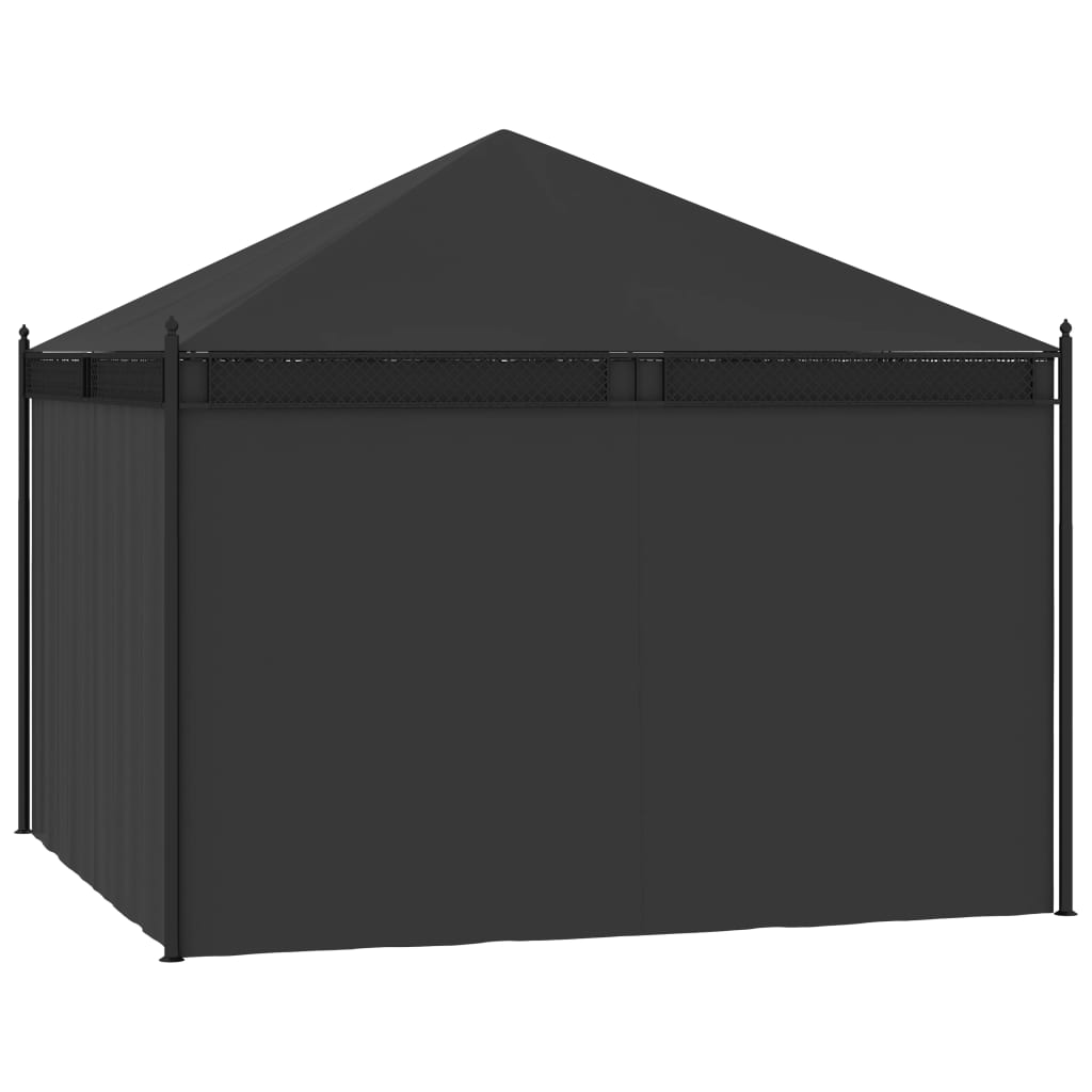 Pavillon mit Vorhängen 3,5x3,5x3,1 m Anthrazit