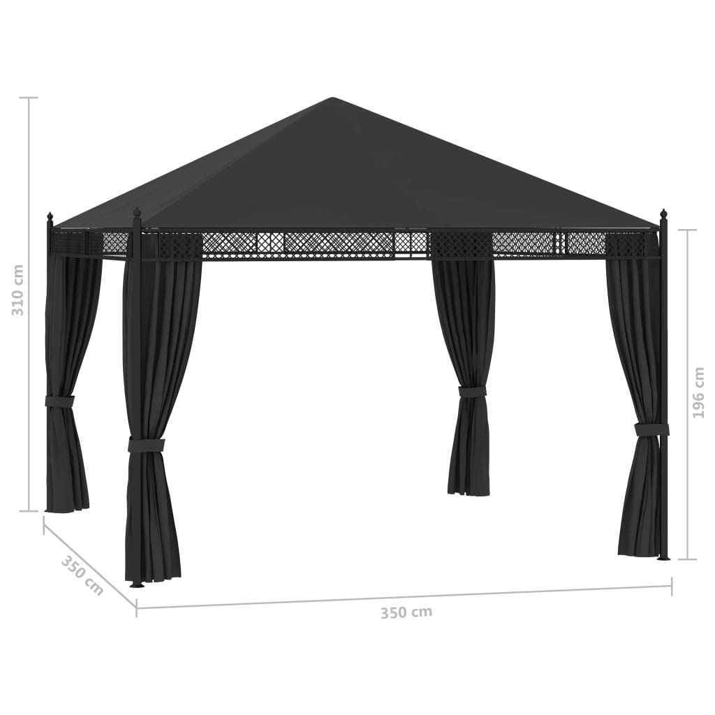 Pavillon mit Vorhängen 3,5x3,5x3,1 m Anthrazit