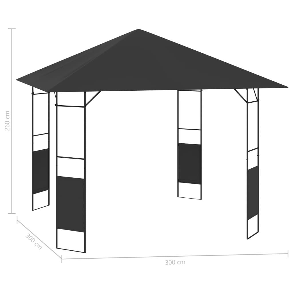 Gartenpavillon 3x3 m Anthrazit 160 g/m²