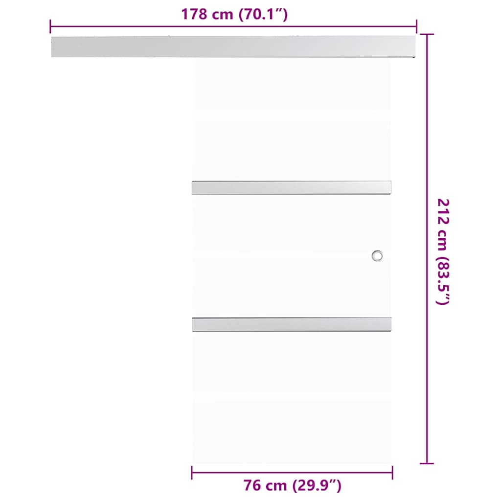 Schiebetür ESG-Glas und Aluminium 76x212 cm Silbern