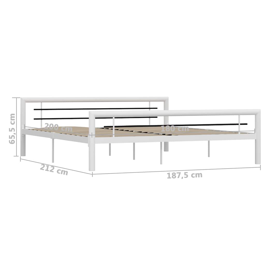 Bettgestell Weiß und Schwarz Metall 180×200 cm