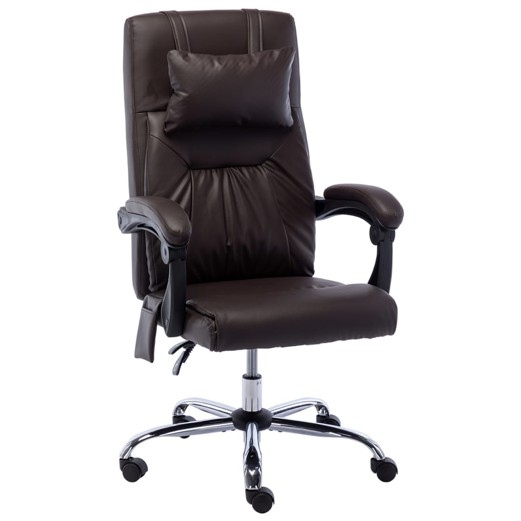 Fauteuil de bureau massant en simili cuir marron