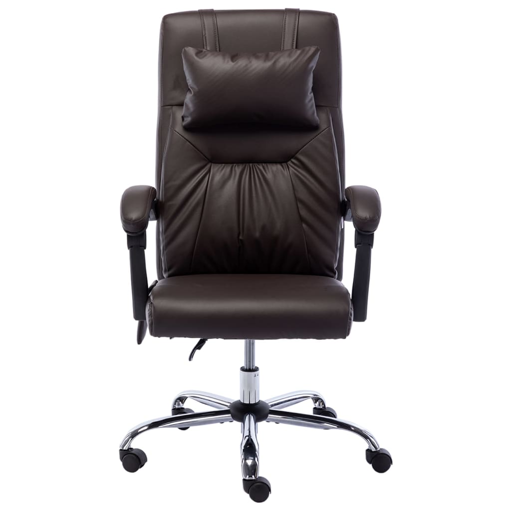 Fauteuil de bureau massant en simili cuir marron