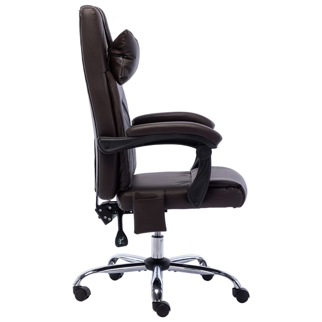 Fauteuil de bureau massant en simili cuir marron