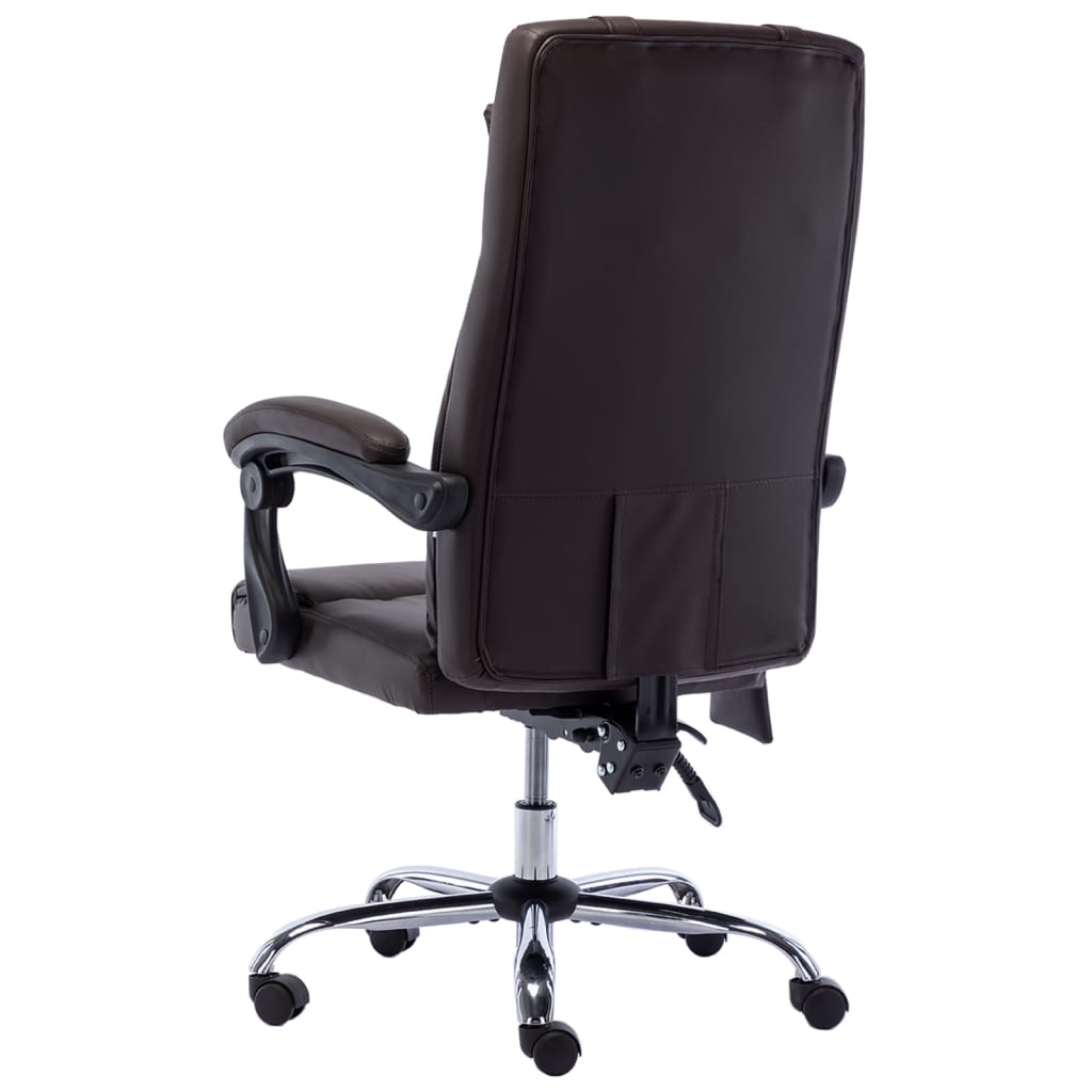 Fauteuil de bureau massant en simili cuir marron