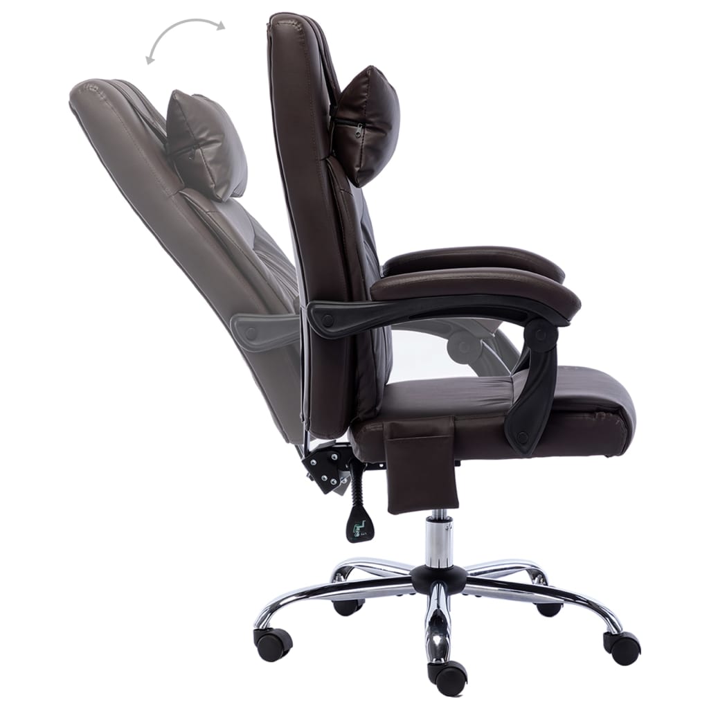 Fauteuil de bureau massant en simili cuir marron