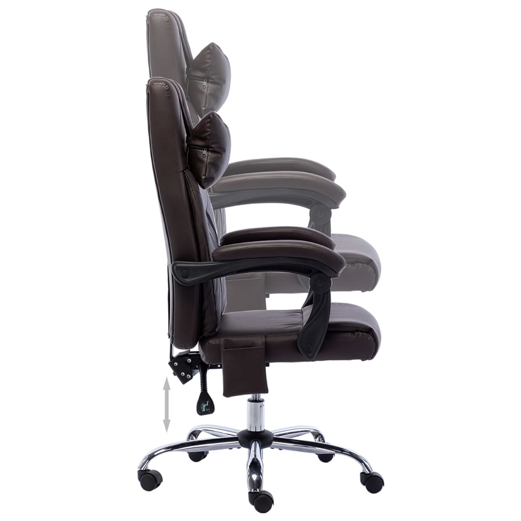 Fauteuil de bureau massant en simili cuir marron