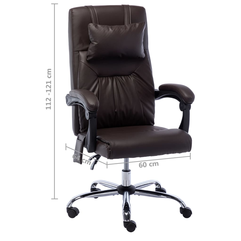 Fauteuil de bureau massant en simili cuir marron