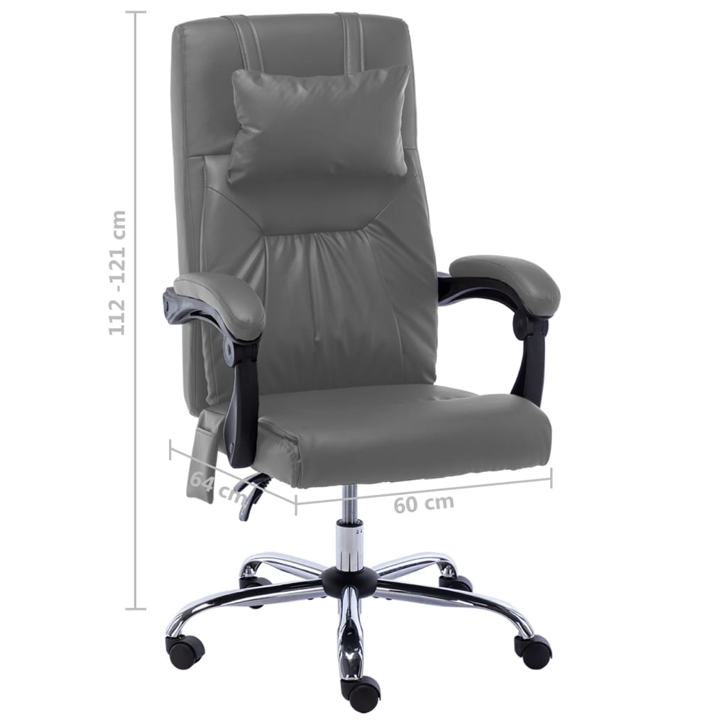 Fauteuil de bureau massant en cuir artificiel anthracite