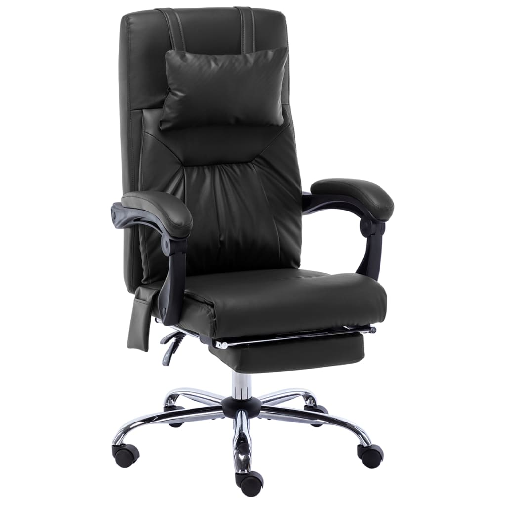 Fauteuil de bureau massant en similicuir noir