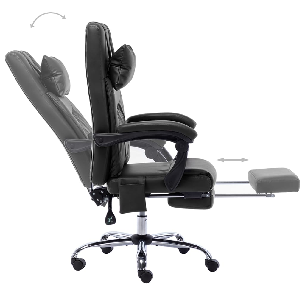 Fauteuil de bureau massant en similicuir noir