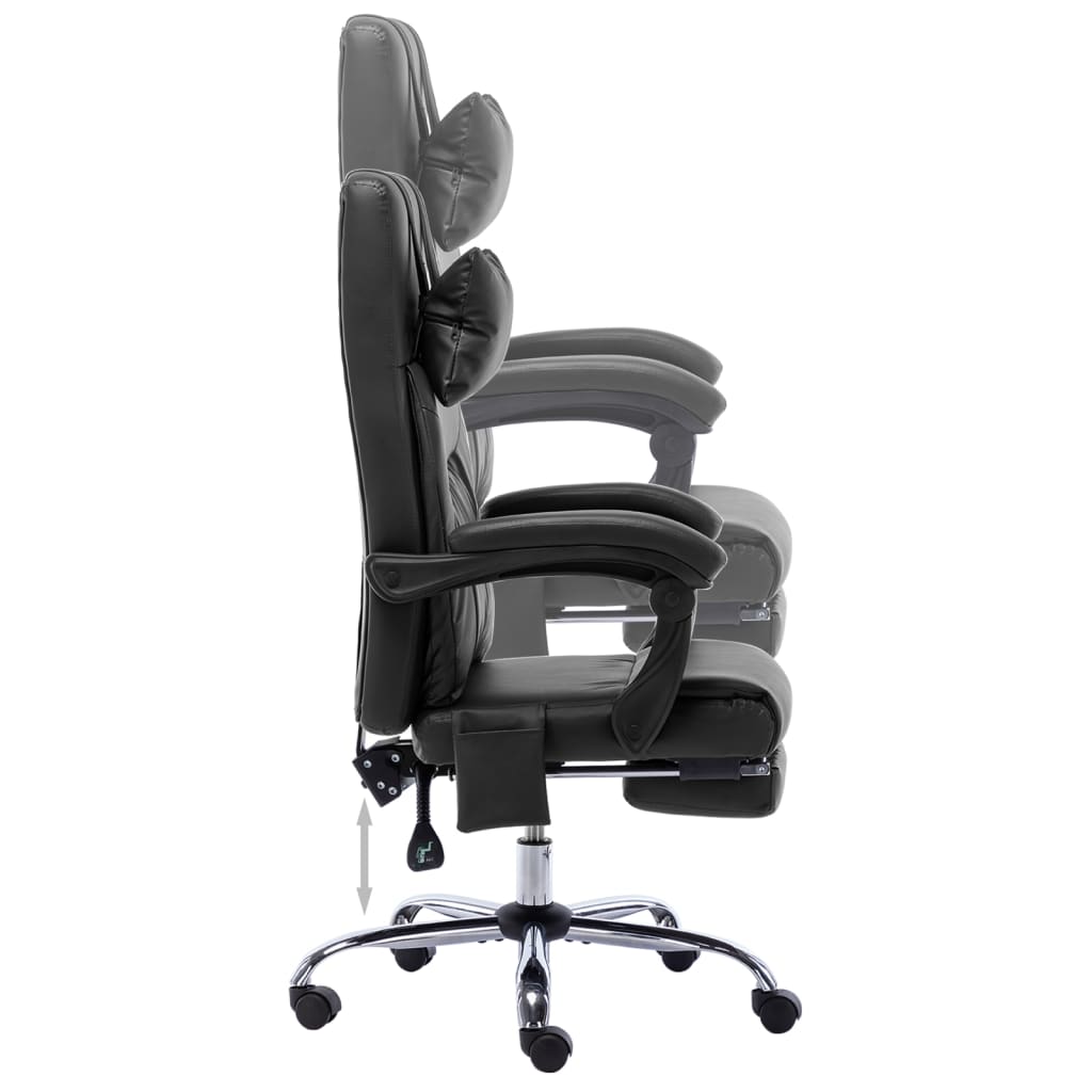 Fauteuil de bureau massant en similicuir noir