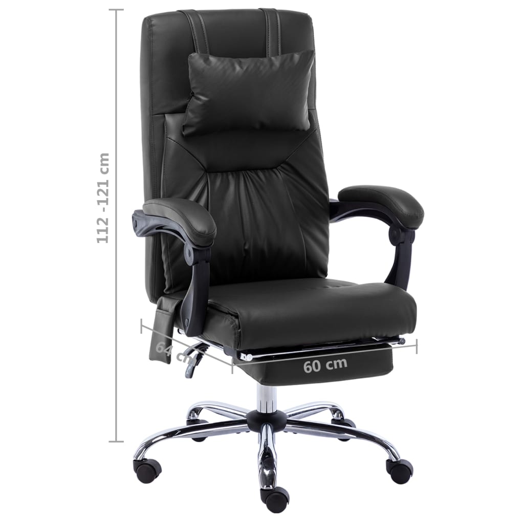 Fauteuil de bureau massant en similicuir noir
