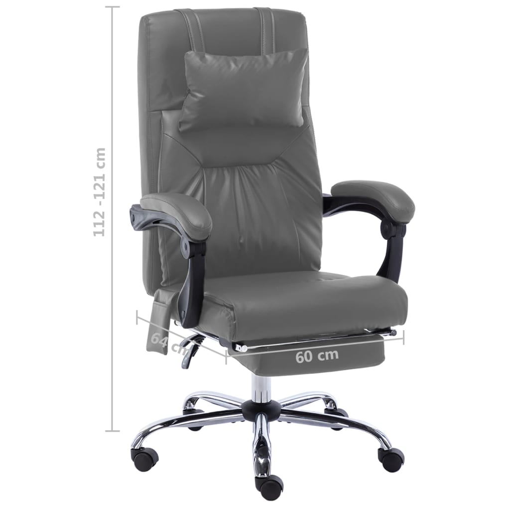 Fauteuil de bureau massant en cuir artificiel anthracite