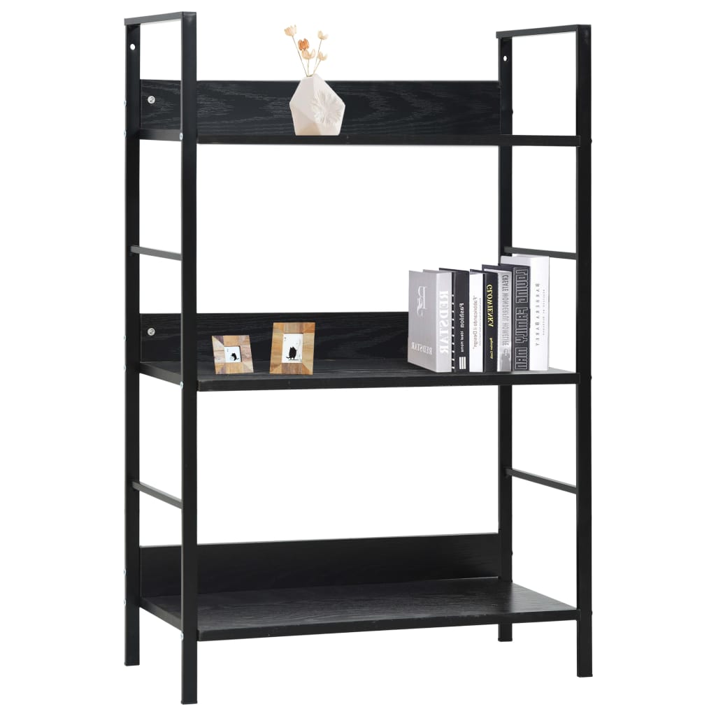 Bibliothèque 3 étagères Noir 60×27,6×90,5 cm matériau bois
