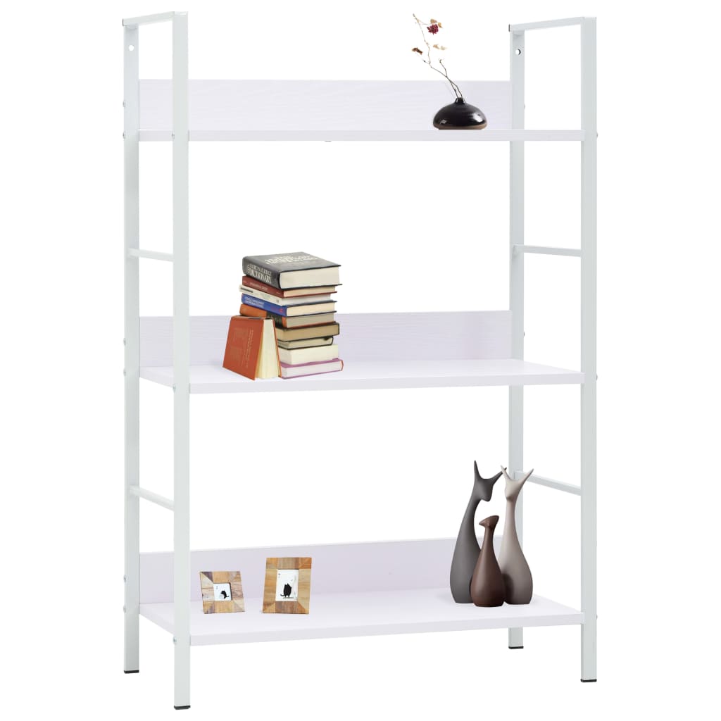 Bibliothèque 3 étagères blanche 60×27,6×90,5 cm en bois