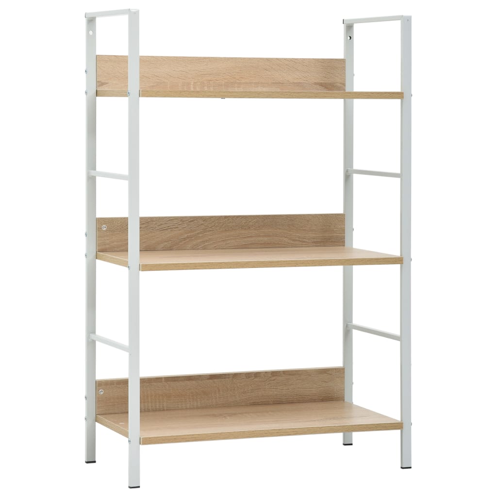 Bibliothèque 3 étagères en chêne 60 × 27,6 × 90,5 cm, matériau bois