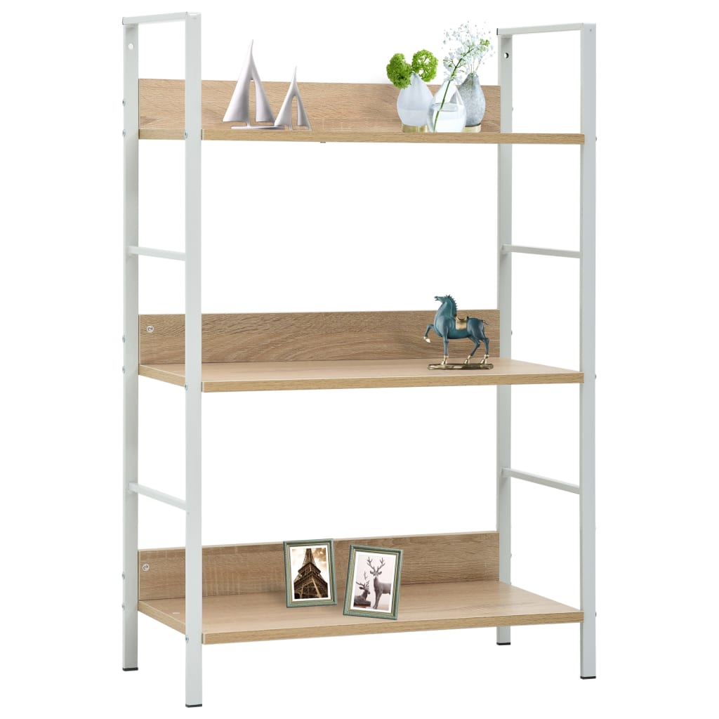 Bibliothèque 3 étagères en chêne 60 × 27,6 × 90,5 cm, matériau bois