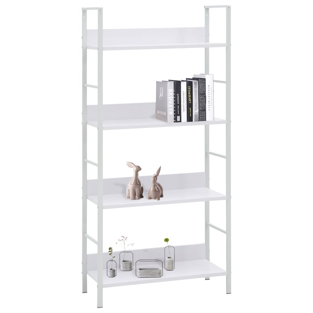 Bibliothèque 4 étagères blanche 60×27,6×124,5 cm en bois