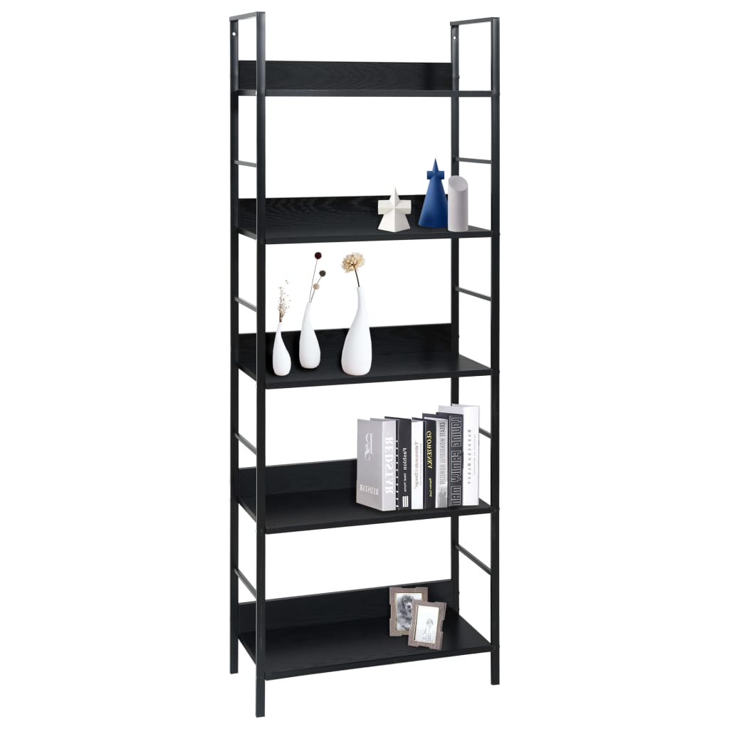 Bookcase 5 shelves Black 60x27.6x158.5 cm wood material