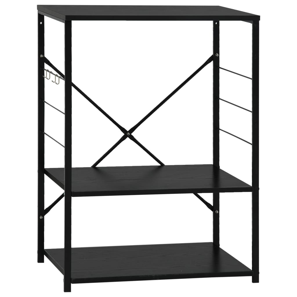 Étagère à micro-ondes noire 60 × 39,6 × 79,5 cm, matériau à base de bois