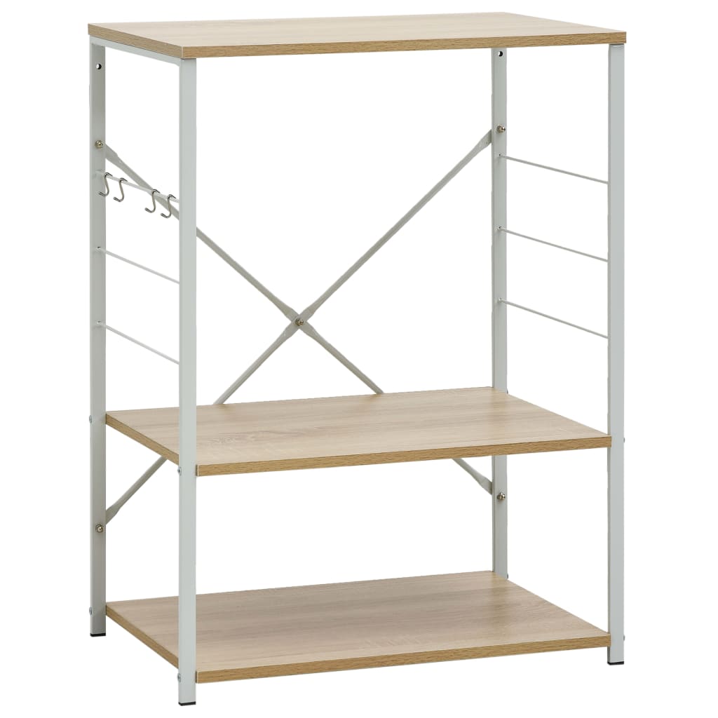 Étagère pour micro-ondes en chêne blanc 60 × 39,6 × 79,5 cm, matériau bois