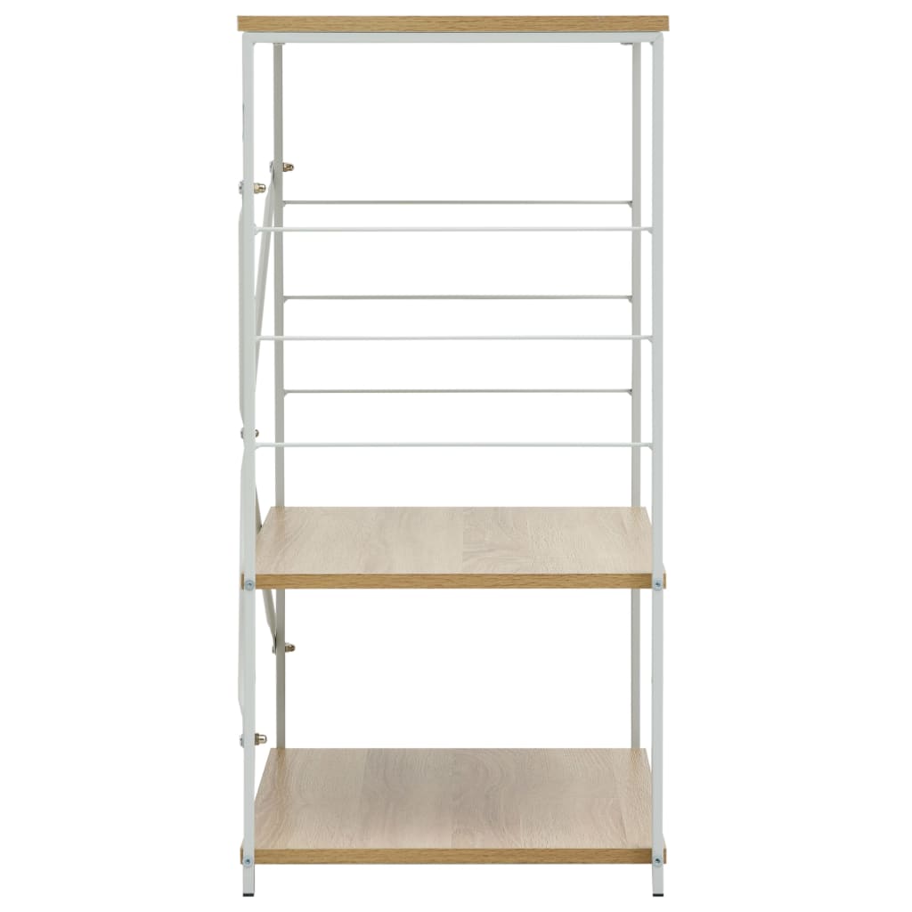Étagère pour micro-ondes en chêne blanc 60 × 39,6 × 79,5 cm, matériau bois