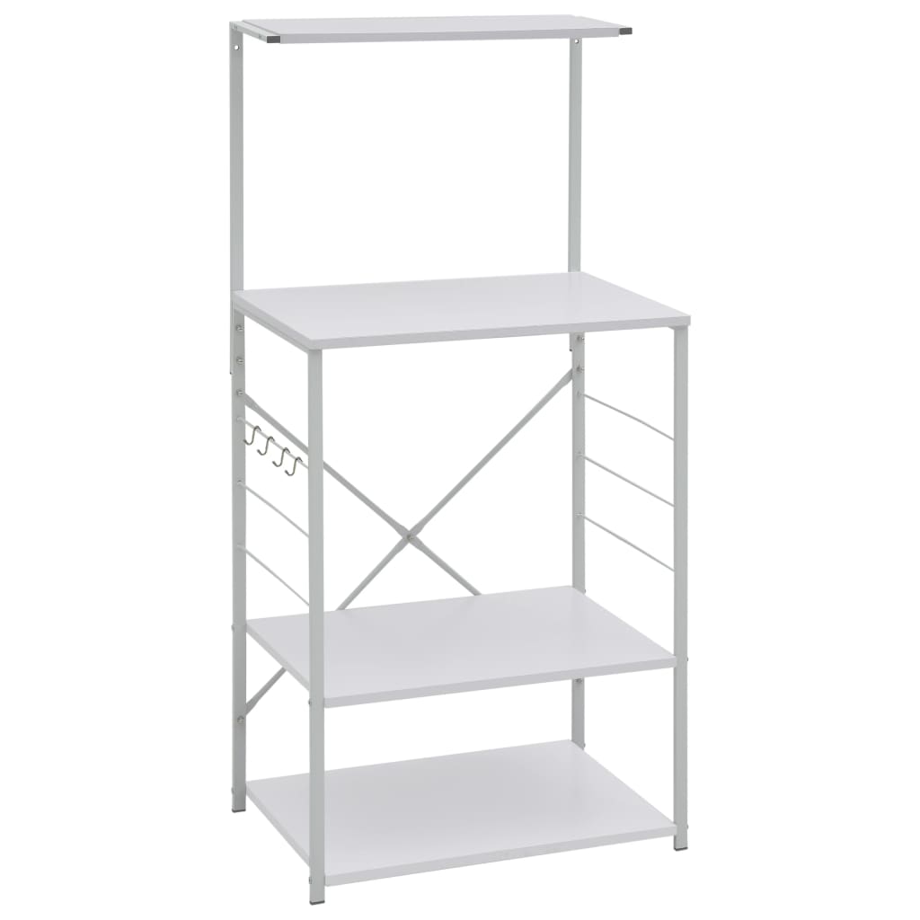 Étagère pour micro-ondes blanche 60x39,6x123 cm en bois