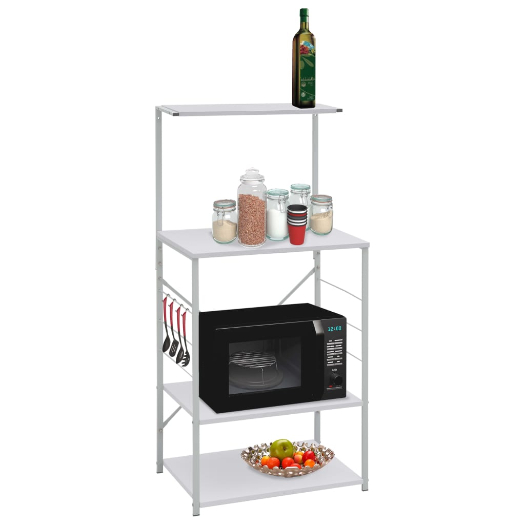 Étagère pour micro-ondes blanche 60x39,6x123 cm en bois
