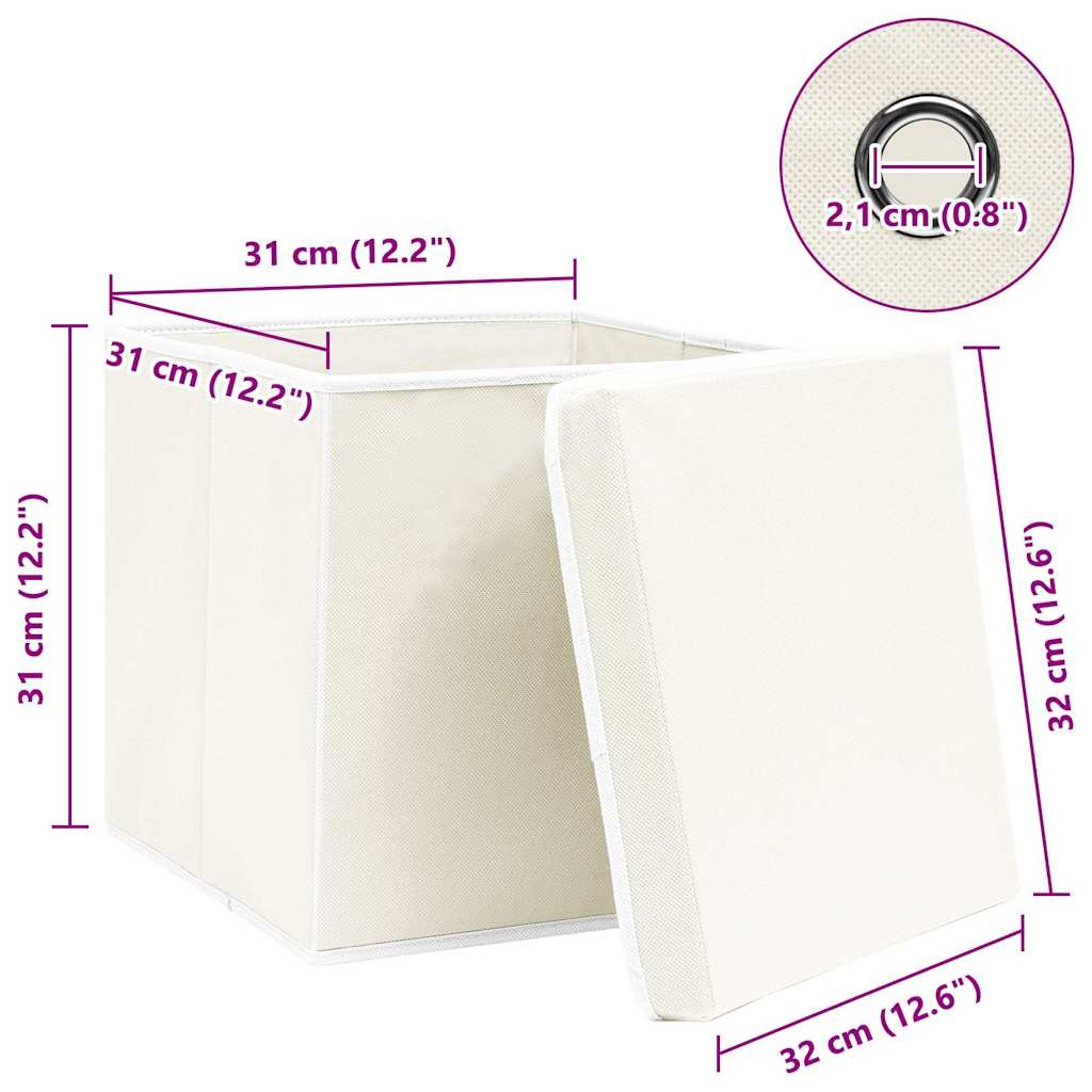 Aufbewahrungsboxen mit Deckeln 4 Stk. Weiß 32x32x32 cm Stoff