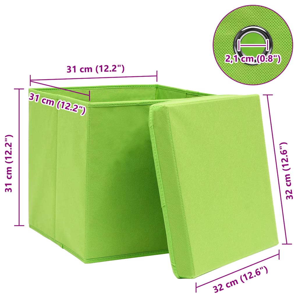 Aufbewahrungsboxen mit Deckeln 10 Stk. Grün 32x32x32 cm Stoff