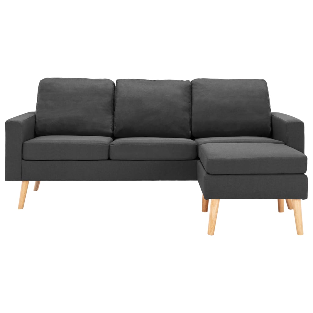 Canapé 3 places avec repose-pieds en tissu gris foncé