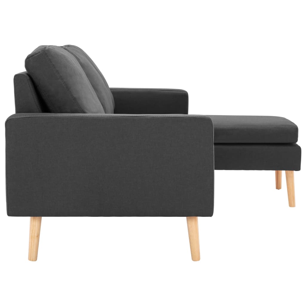 Canapé 3 places avec repose-pieds en tissu gris foncé