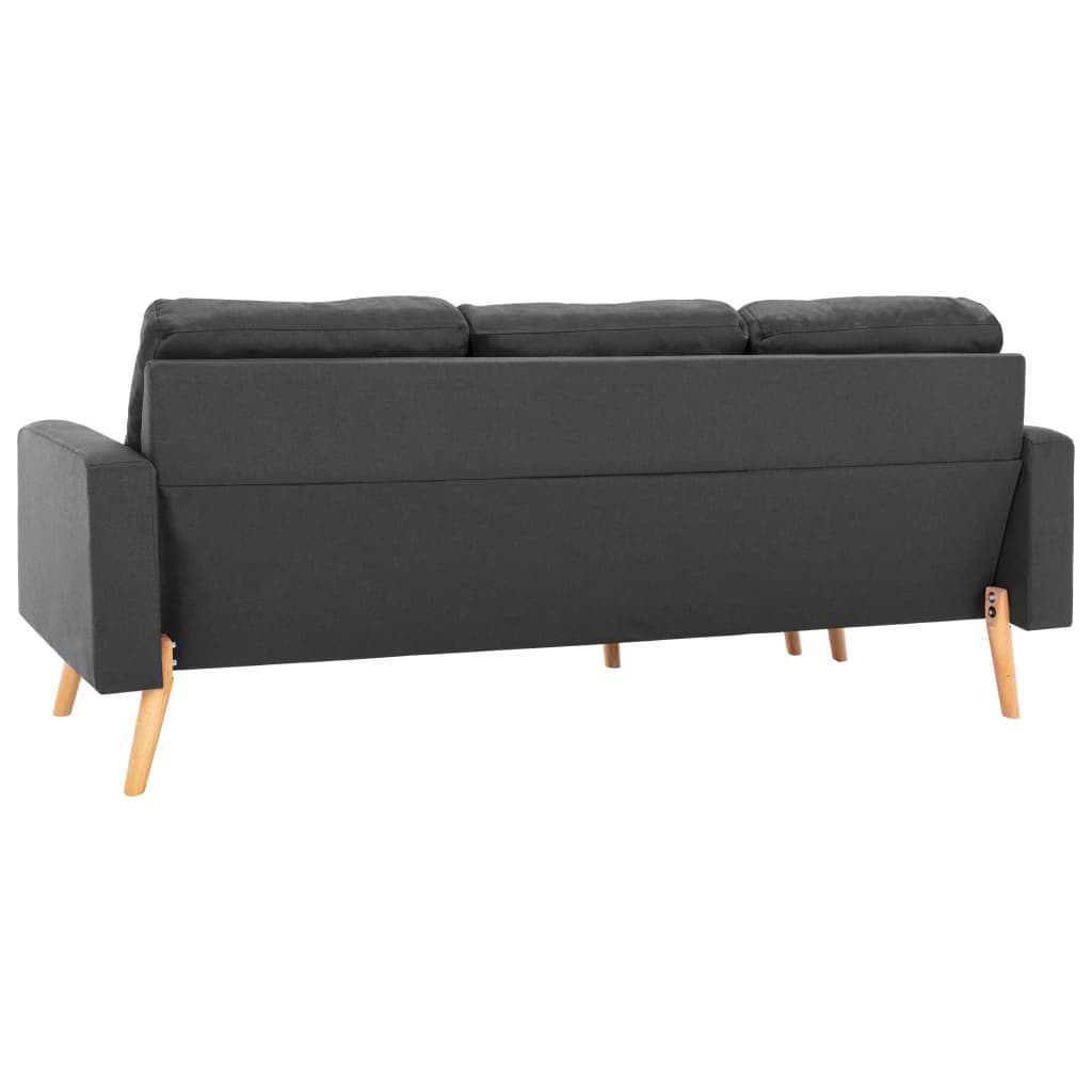 Canapé 3 places avec repose-pieds en tissu gris foncé