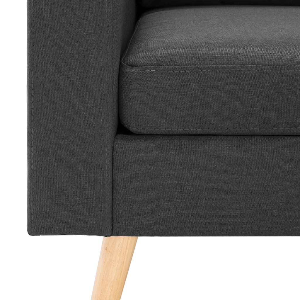 Canapé 3 places avec repose-pieds en tissu gris foncé