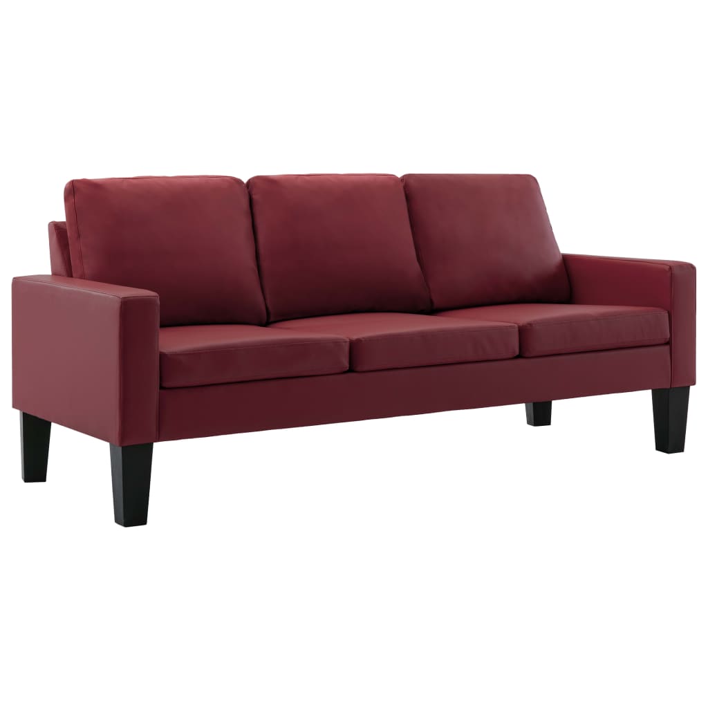 3-Sitzer-Sofa Weinrot Kunstleder
