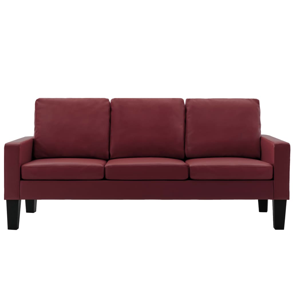3-Sitzer-Sofa Weinrot Kunstleder