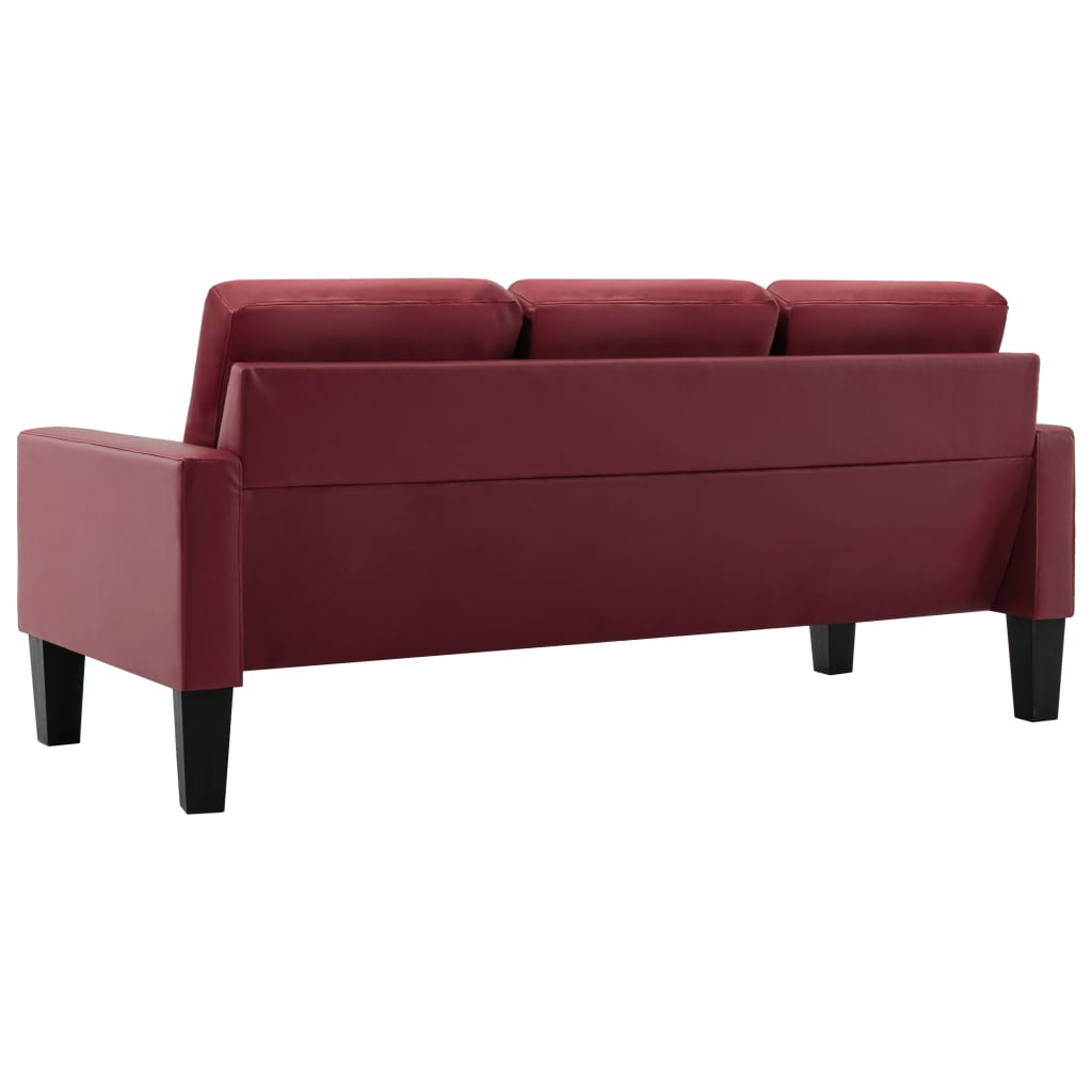 3-Sitzer-Sofa Weinrot Kunstleder