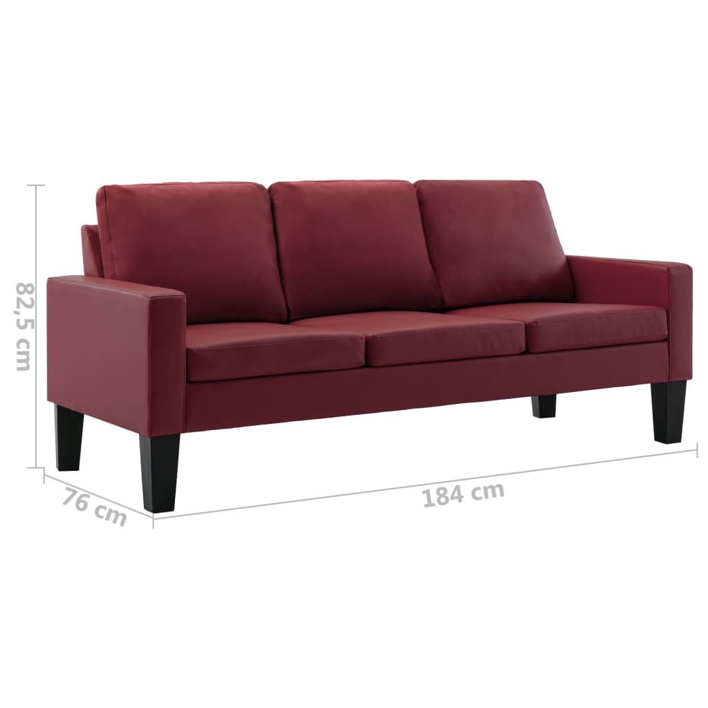 3-Sitzer-Sofa Weinrot Kunstleder