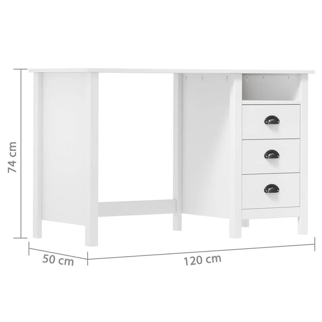 Hill desk with 3 drawers 120x50x74 cm pinewood