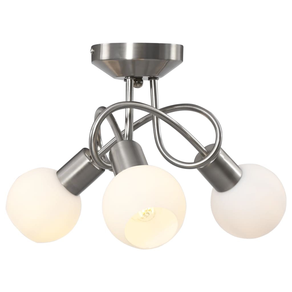 Ceiling light with ceramic lampshades for 3 E14 bulbs