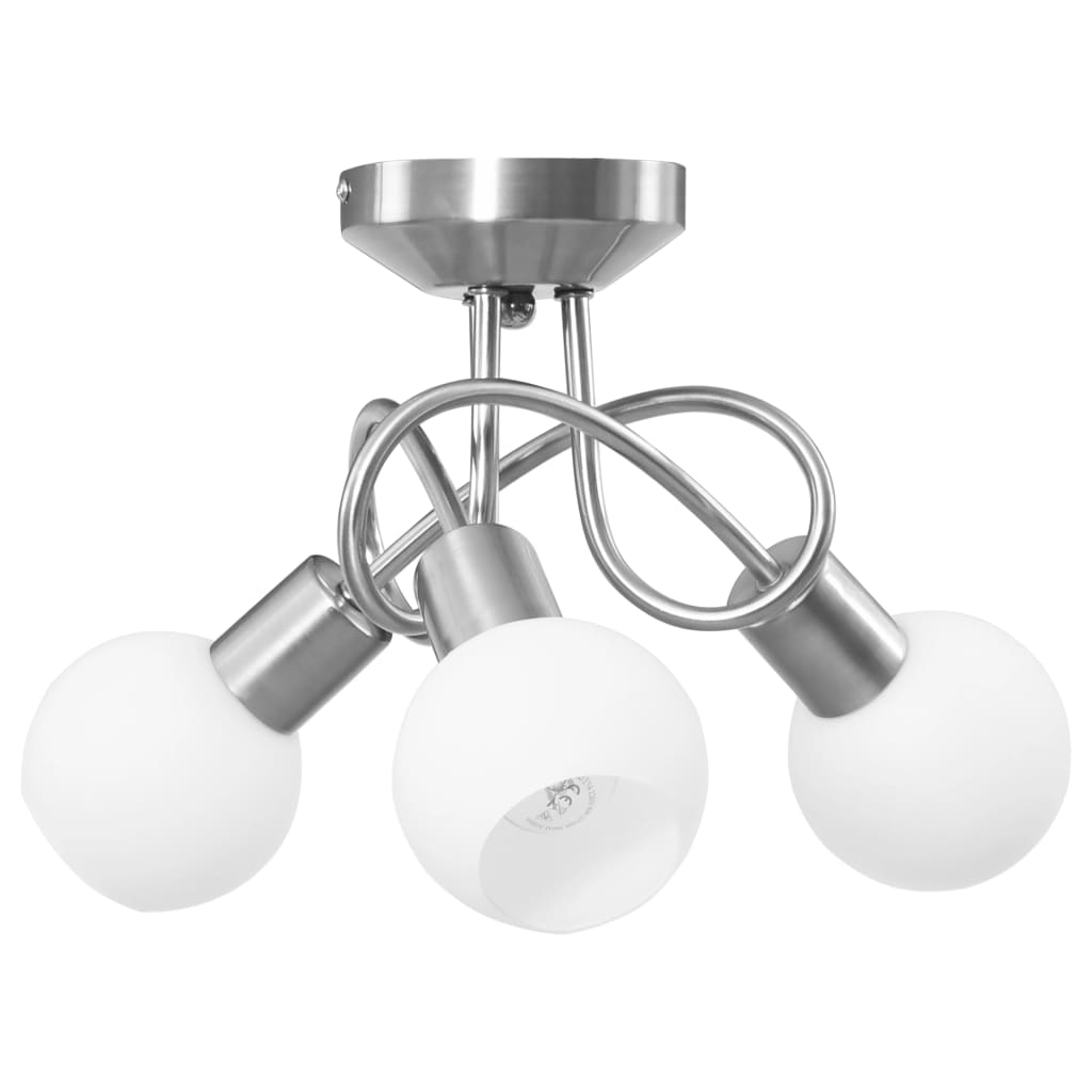 Ceiling light with ceramic lampshades for 3 E14 bulbs