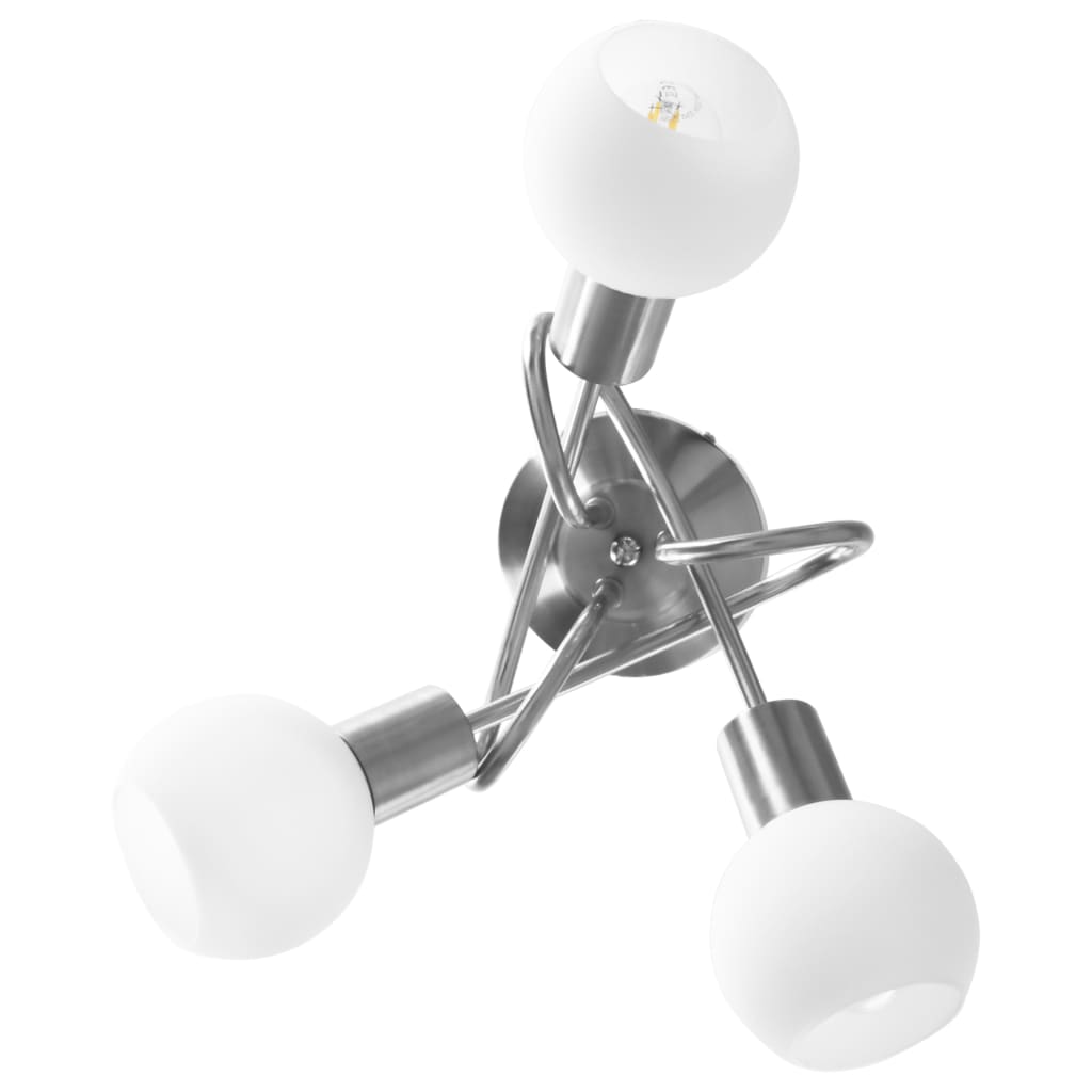 Ceiling light with ceramic lampshades for 3 E14 bulbs