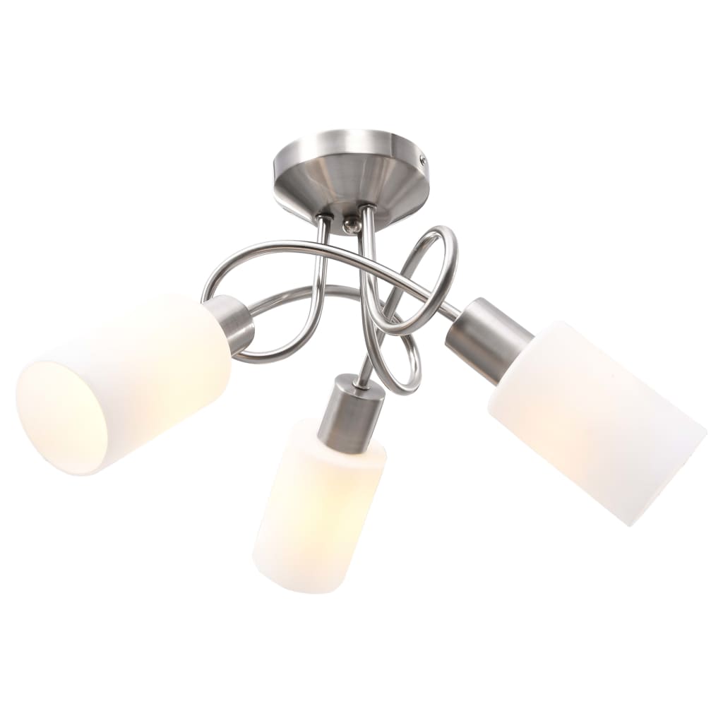 Ceiling light with ceramic lampshades for 3 E14 bulbs