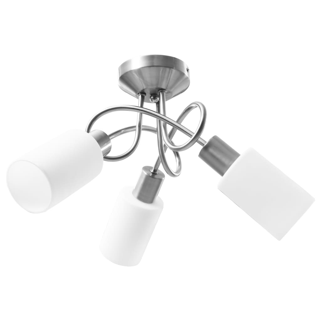 Ceiling light with ceramic lampshades for 3 E14 bulbs