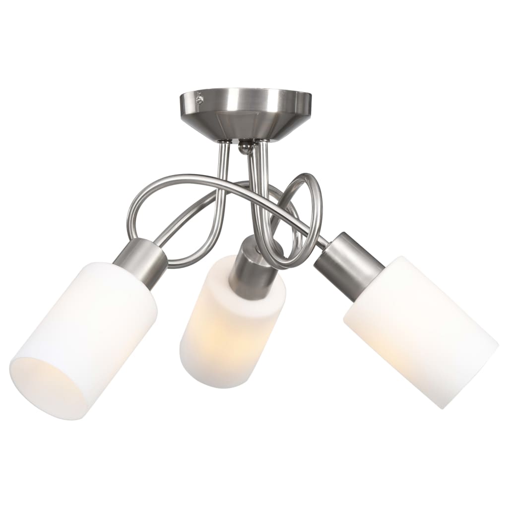 Ceiling light with ceramic lampshades for 3 E14 bulbs