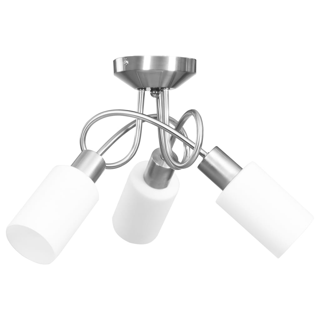 Ceiling light with ceramic lampshades for 3 E14 bulbs